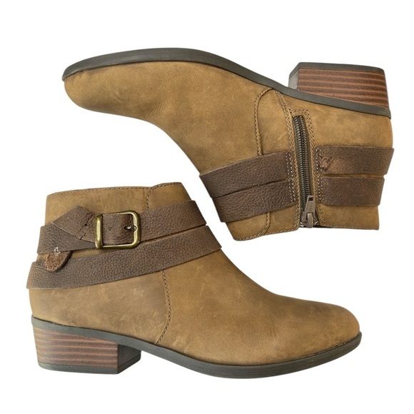 Clarks Collection Leather Side Zip Brown Ankle Booties Boots Womens Size 6 NWOB - Picture 2 of 9